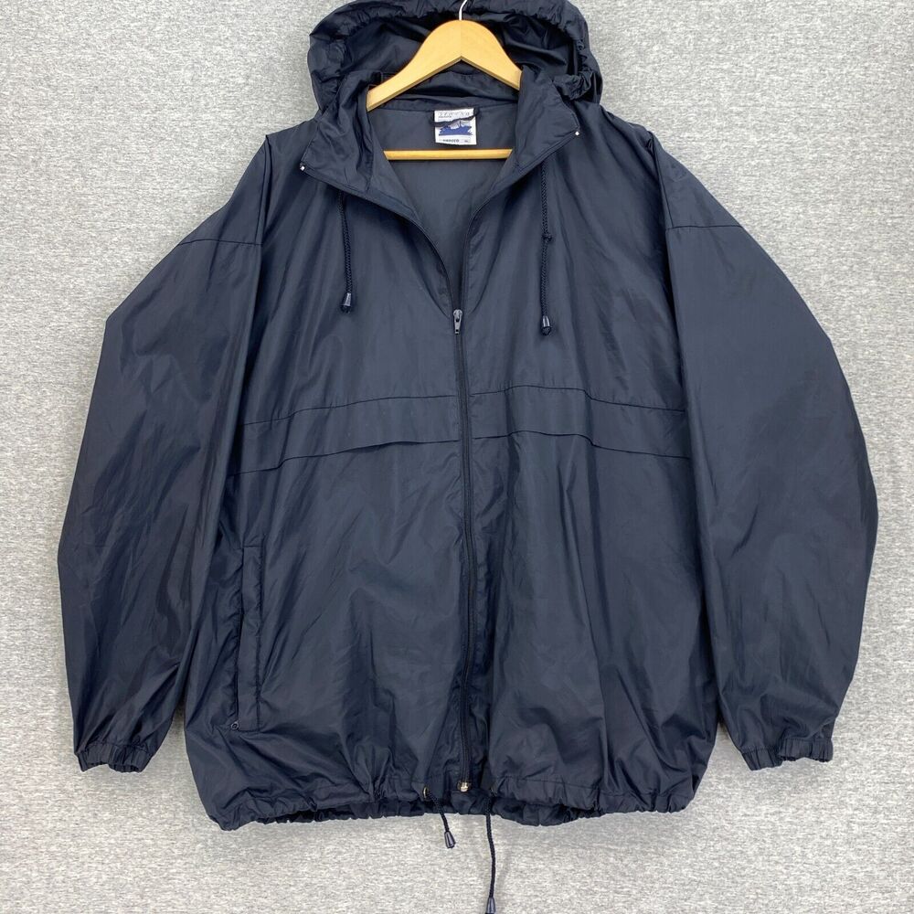 Stream Jackets Mens Extra Large Blue Sirocco Packable Windbreaker Hood Full Zip